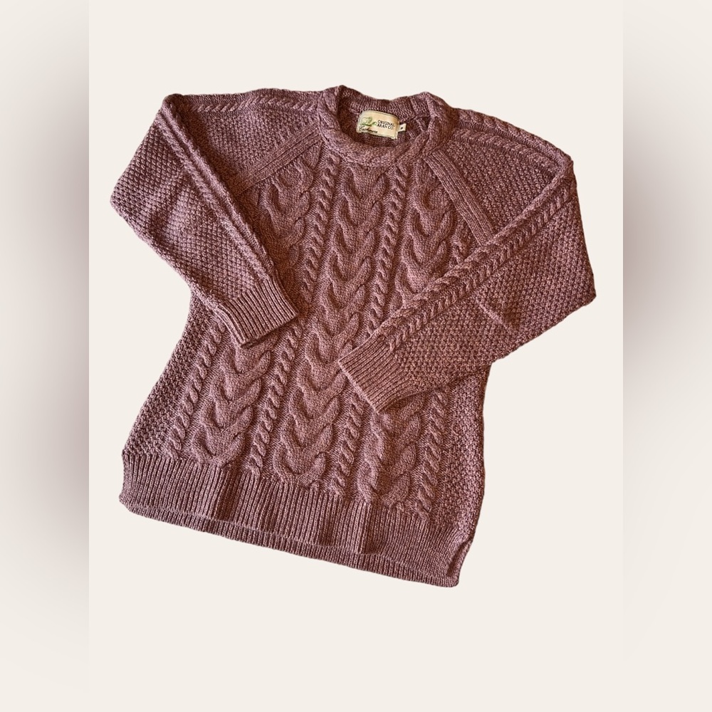 Lavender Fitted Cashmere/Wool Aran Knit Sweater Size M